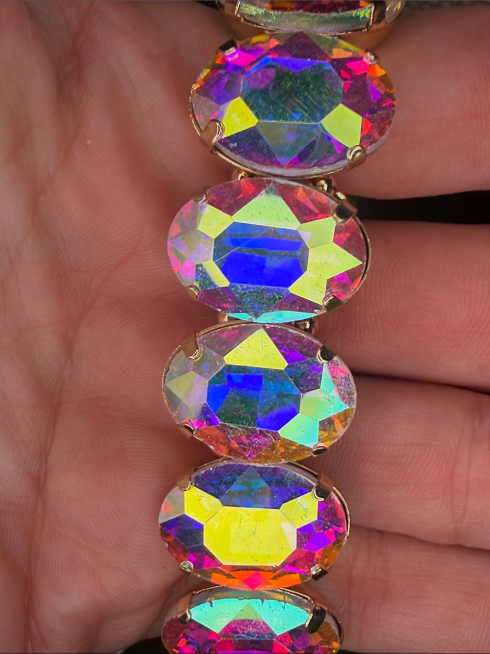 Iridescent Crystal Stretch AB Bracelet - Multicolor